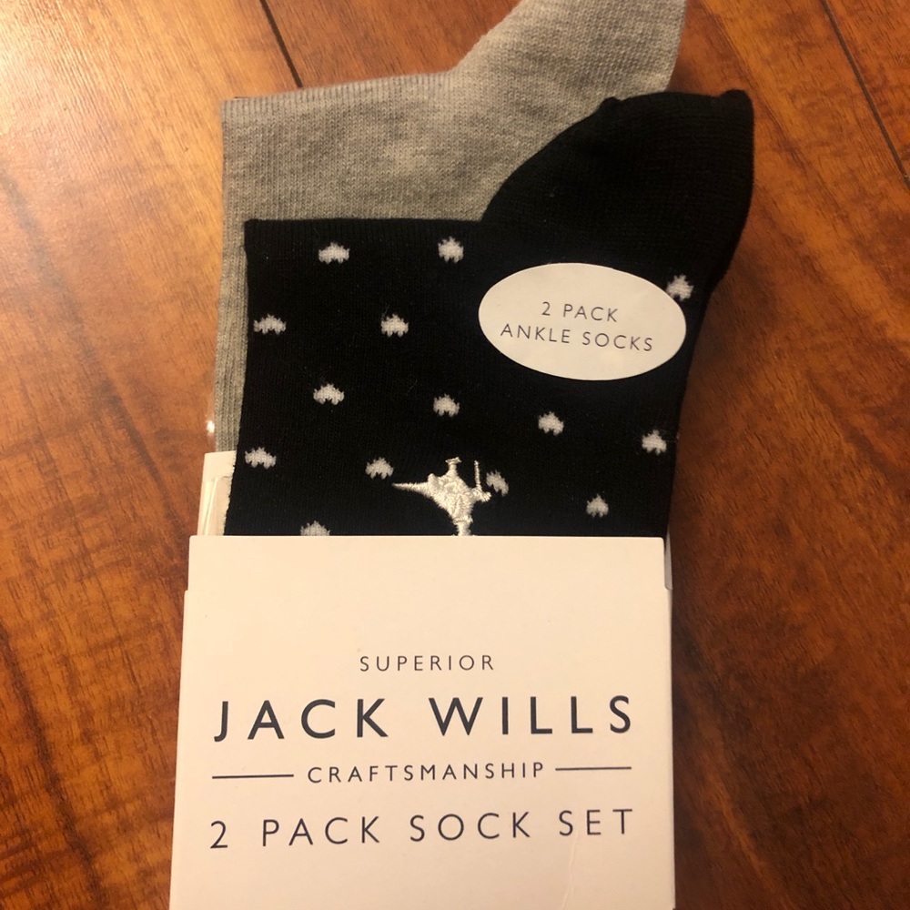 Jack Wills Skelby Heart 2 pack Ankle Black & Grey